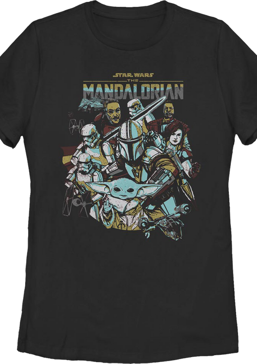 Womens The Mandalorian Collage Star Wars Shirt - main product image