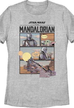 Womens The Mandalorian Comic Book Panels Star Wars Shirt