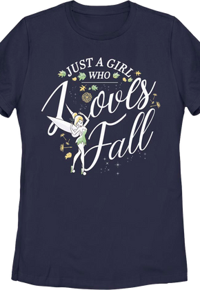 Womens Tinker Bell Just A Girl Who Loves Fall Disney Shirt