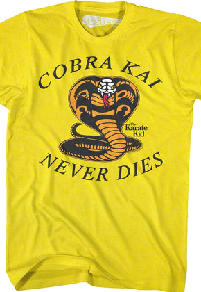 Yellow Cobra Kai Never Dies Karate Kid T-Shirt