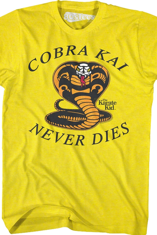 Yellow Cobra Kai Never Dies Karate Kid T-Shirtmain product image