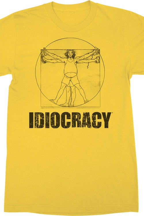 Yellow Vitruvian Man Idiocracy T-Shirtmain product image