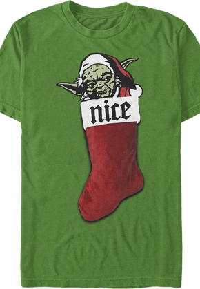 Yoda Nice Christmas Stocking Star Wars T-Shirt