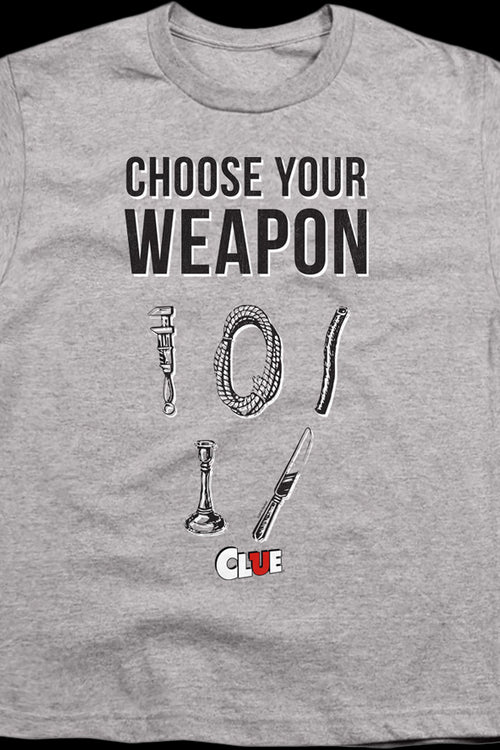 Youth Choose Your Weapon Clue Shirtmain product image