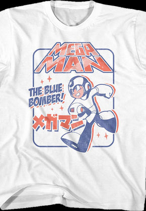 Youth Distressed Blue Bomber Mega Man Shirt