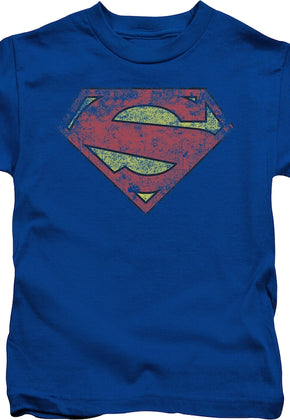 Youth Distressed Logo Superman Shirt