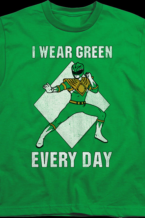 Youth I Wear Green Every Day Mighty Morphin Power Rangers Shirtmain product image