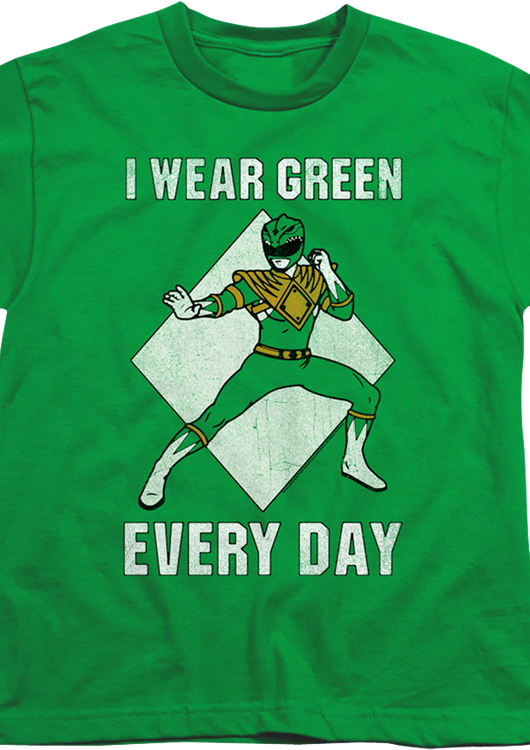 Youth I Wear Green Every Day Mighty Morphin Power Rangers Shirt - main product image