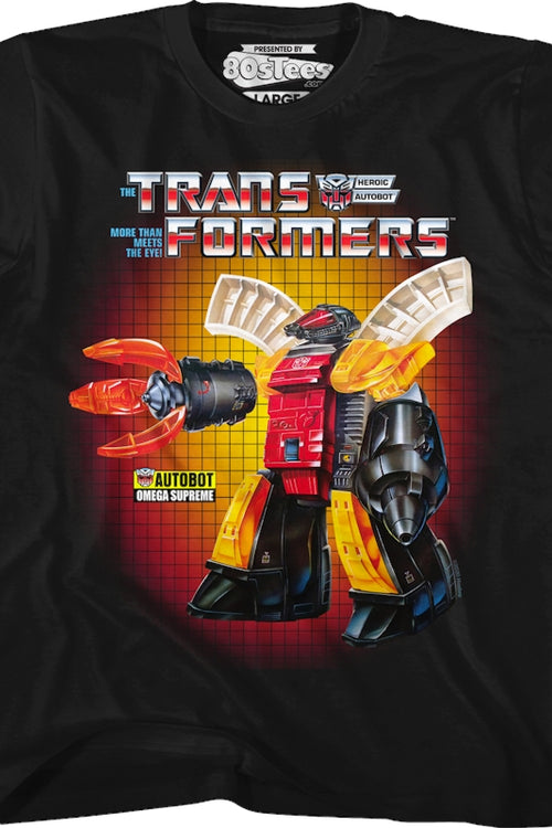 Youth Omega Supreme Box Art Transformers Shirtmain product image